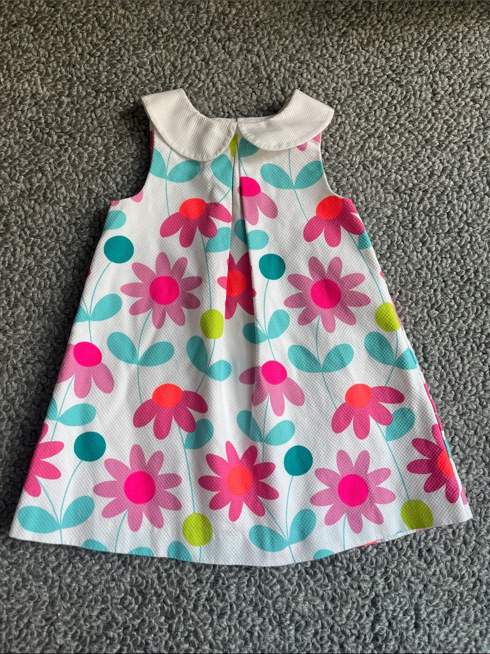 Jacadi White Dress with Pink, Teal & Lime Floral Print